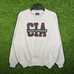 Vintage Oarsman 913 CIA Greystone Sweatshirt Heather Gray Embroidered XL 90s